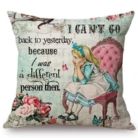 alice in wonderland throw pillow cover cute rabbit pillow case for girls room vintage home decorative cushion cover 40x40 45x45