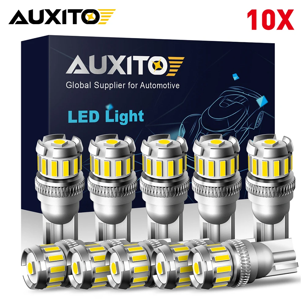 

Светодиодные лампы AUXITO 10x T10 W5W Canbus Dome, внутренсветильник освещение 4014 3020SMD для BMW Audi Tesla, внутреннее освещение s 12 В, Белый 6500K