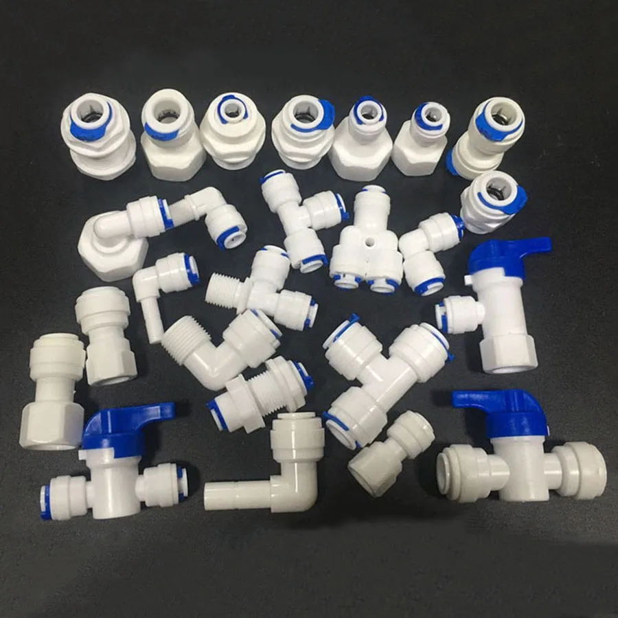 

Water Purifier Accessories 1/4" 3/8" OD Hose To 1/4" 3/8" 1/2" Aquarium Quick Fitting RO Water Plastic Pipe Coupling Connector