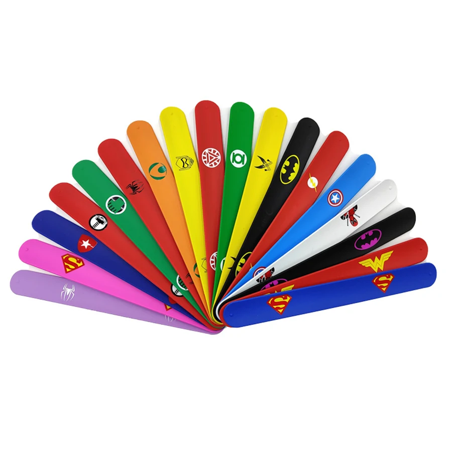 Super hero Silicone Slap Bracelets Cute Superhero Theme Birthday Party Favors Girls Party Favors Gifts Carnival Prizes Set