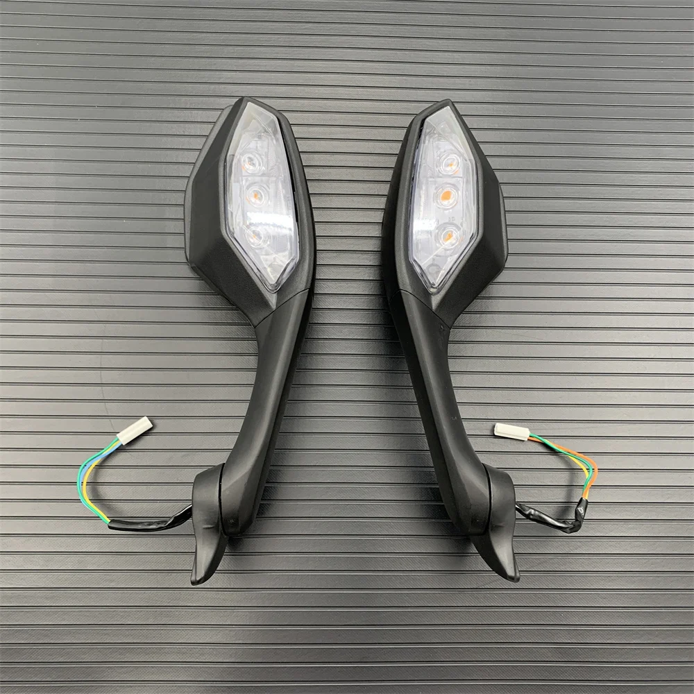 Черное зеркало заднего вида для мотоцикла светодиодный указатель поворота чехол