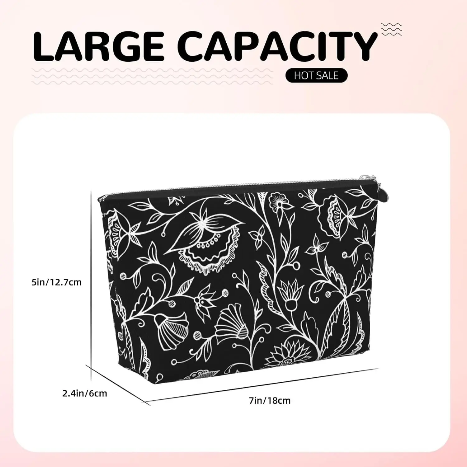 Abstract Florals Makeup Bag Women Travel Size Toiletries Leather Waterproof Toiletry Essentials for Shampoo Conditio