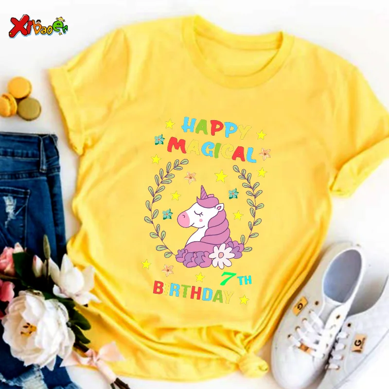 2022 Kids Unicorn T Shirt Cartoon Toddler Baby Hoodie Birthday Boy Clothing Girl Clothes Children's Customized Unicorn T-shirts