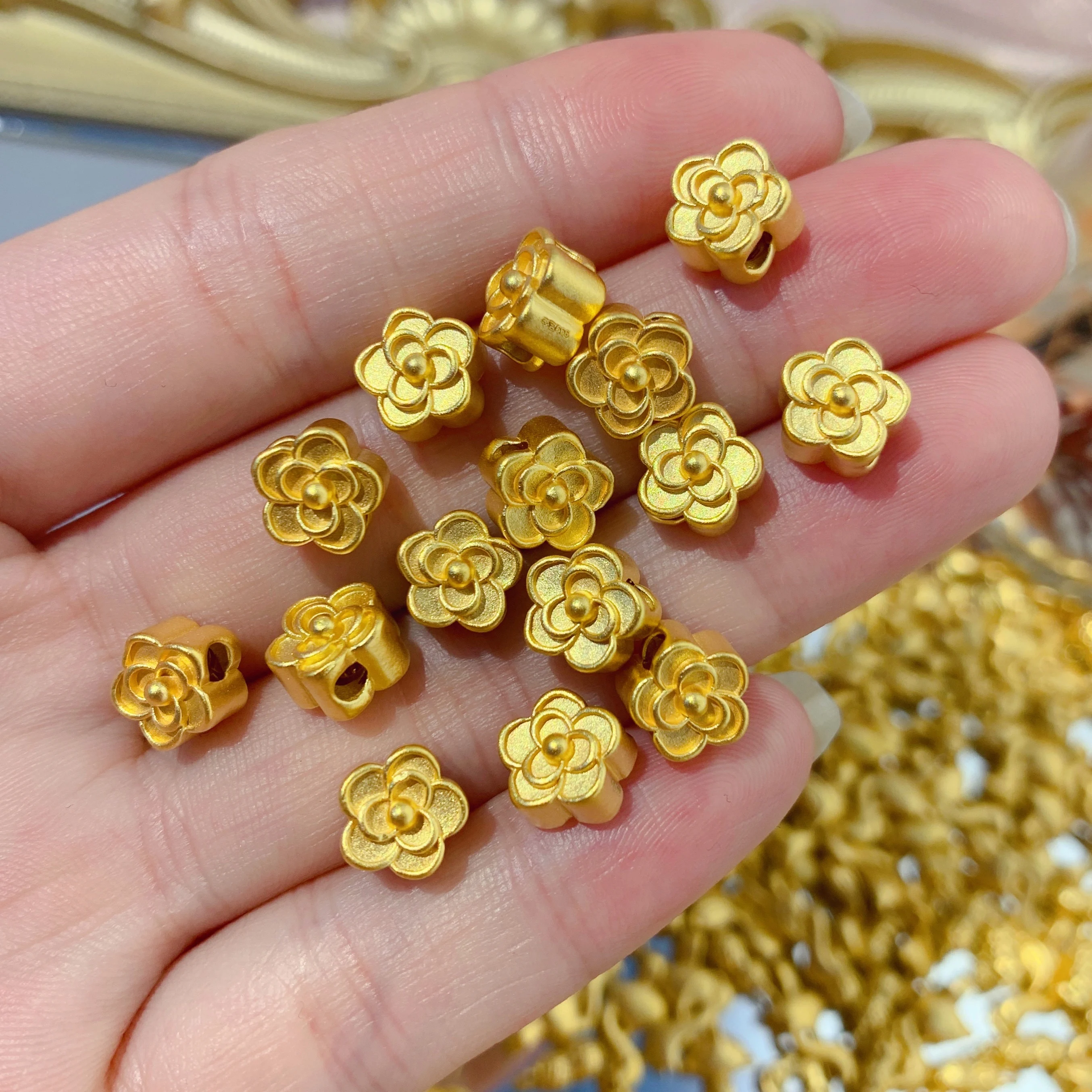 

New Arrival 24K Yellow Gold Bracelet Women 999 Gold 3D Gold Flower Bracelet 1pcs