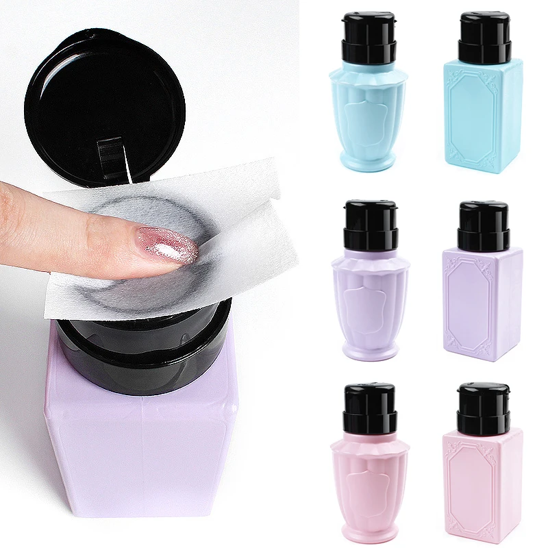 

200ml Nail Polish Remover Nail Supplies Press Bottle Liquid Alcohol Container Nail Removers Press Pumping Makeup Manicure Tool