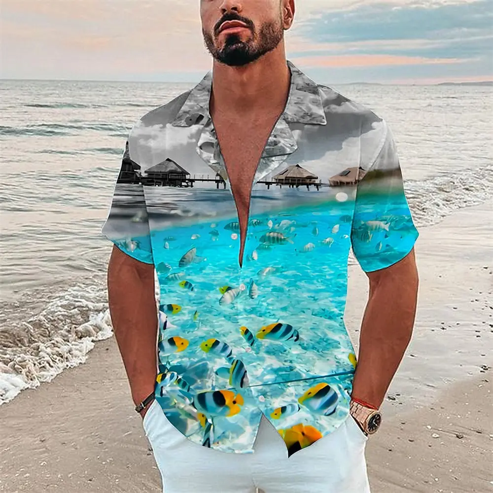 

Men's Shirt Summer Hawaiian Shirt Camp Collar Shirt Graphic Shirt Aloha Scenery Turndown 3D Print Outdoor Street Short Sleeve