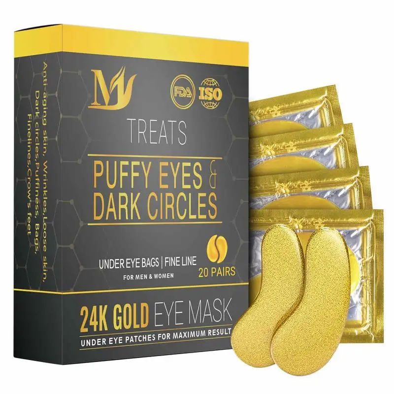 

24k Gold Under Eye Patches 20 Pairs Collagen Patches Moisturizing Improves Elasticity Reduce Fine Lines Dark Circles Puffiness