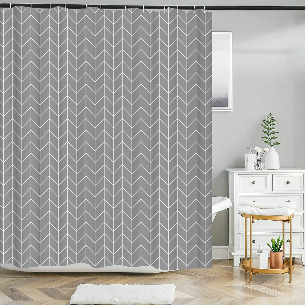 

Shower Curtains Modern Style Blue Plaid Waterproof Bathroom Curtain Polyester Partition Curtain Mildew Bath Screen With Hook