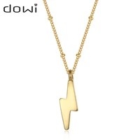 dowi simple lightning heart star pendant necklace geometric gold color plated copper hip hop rock chain jewelry gift 2022 new