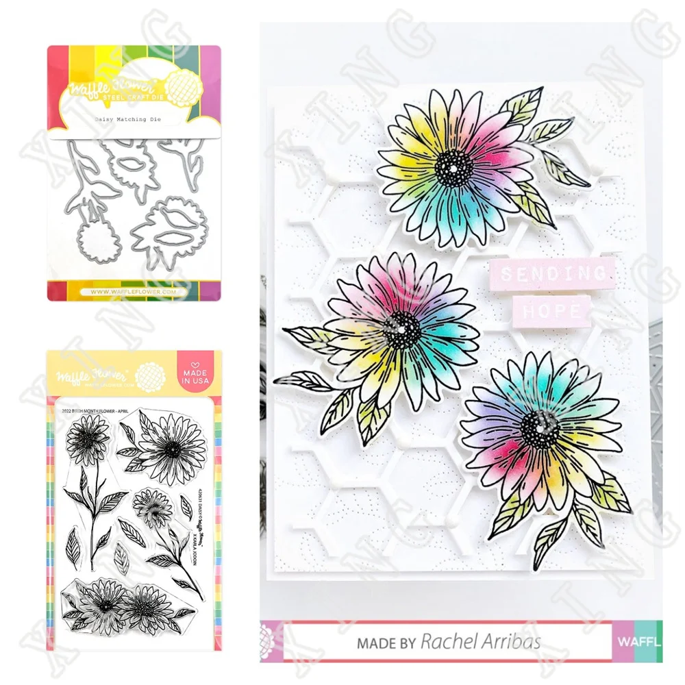

2022 New Daisy Flowers Cutting Dies Clear Silicone Cling Stamps Diy Scrapbooking Paper Cards Making Decoration Embossing Molds