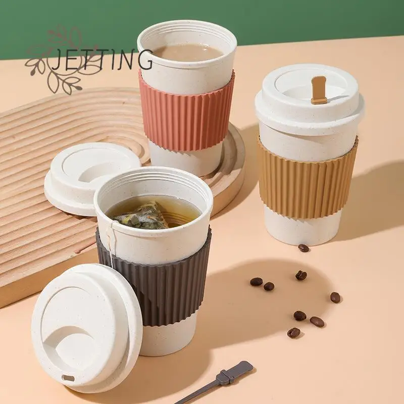 

Многоразовая кофейная чашка, кружка для кофе с крышкой, пшеничная солома, портативная кофейная чашка, безопасная для посудомоечной машины, Экологичная кофейная чашка, кофейный чай