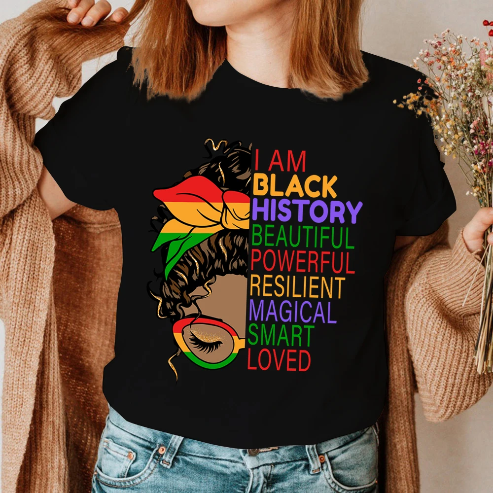 

Black History Month Clothes Ladies Summer Grunge Y2K T Shirts Clothing Fashion Casual Shirts 90s Trend Women Female Graphic Tee