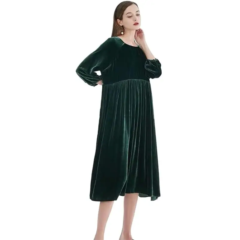 

Элегантное бархатное длинное платье, женское Повседневное платье с рукавом три четверти, женское пляжное праздничное осеннее платье, 2023