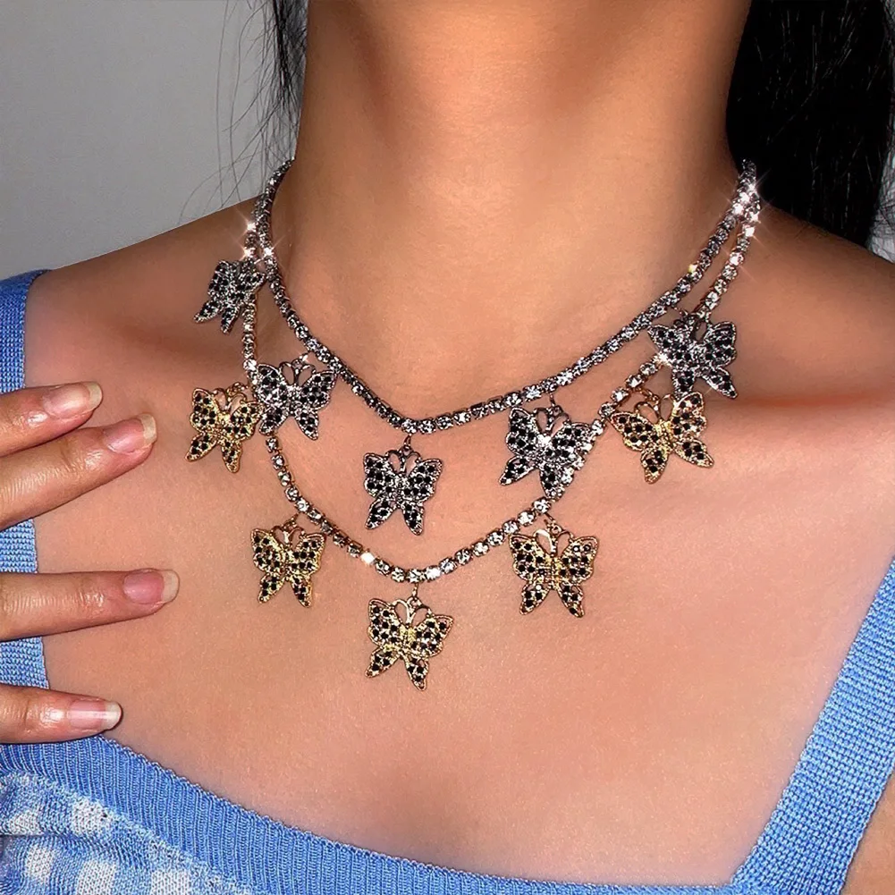 

10Pcs Shiny Crystal Fine Butterfly Charms Pendants Necklace Earrings For Jewelry Making DIY Bracelet Anklet Fashion Accessories