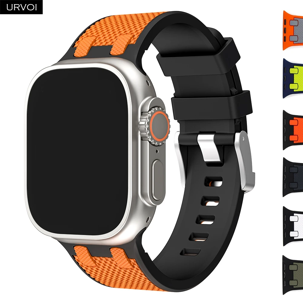Двухцветный Силиконовый Ремешок URVOI Для Apple Watch Ultra 2/1 Series 7/6/5 SE AP Унисекс Дышащий