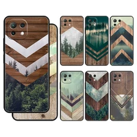 forest geometry wood nature case cover for xiaomi mi 12 11 lite 11t 9t 10t note 10 k40 pro k50 k40s gaming coque silicone