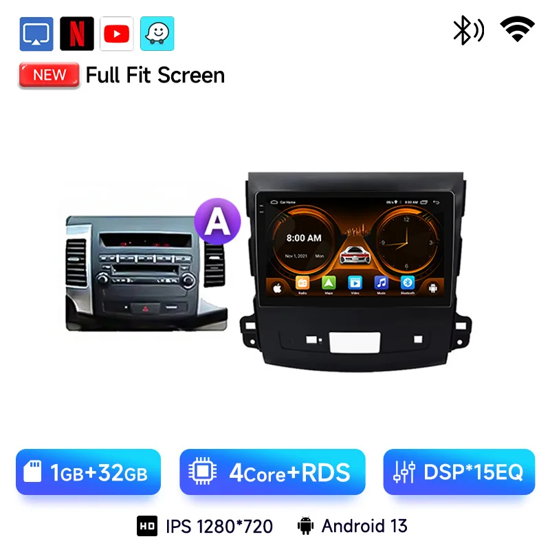 

2 Din Android 14 автомобильный радиоприемник мультимедийный плеер для Mitsubishi Outlander 2006-2011 Peugeot 4007 Citroen C-Crosser Carplay Gps