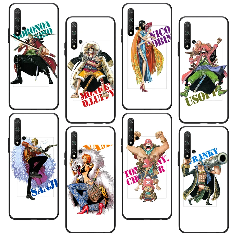 

One Piece Art Character For Huawei Honor 60 50 X30 30i 20 10 10i 10X 9X 9S 9C 9 8X 8A lite Pro SE Black Silicone Soft Phone Case