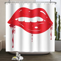 sexy red lip shower curtain woman red lips kiss biting lip girls bathroom decor with hooks fabric polyester bath curtain