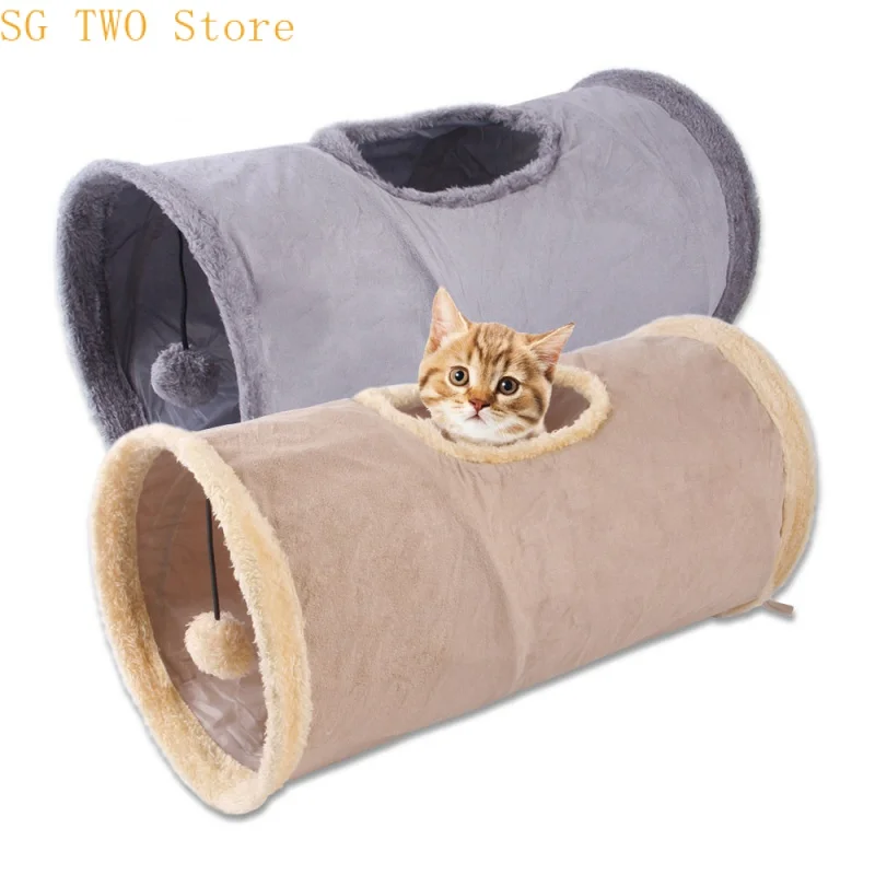 

Collapsible Cat Tunnel Suede Fabric Puppy Rabbit Play Chase Hide Tunnel Tube Indoor for Game Exercising Hiding Training Pet Toys