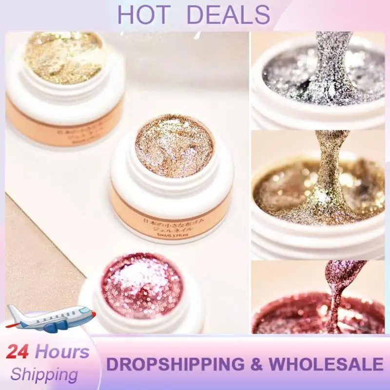 Superbright Platinum Gel Flash Nail Polish Gel Painted Nail Metal Platinum Gel Glitter Nail Polish Gel Edge Coloring Nail Art