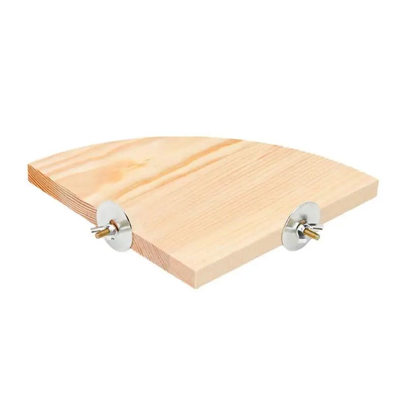 

Wood Springboard Fan-shaped Parrot Perch Stand Portable Wood Cage Accessories Stand Perch Shelf For Parakeets Finches Hedgehog