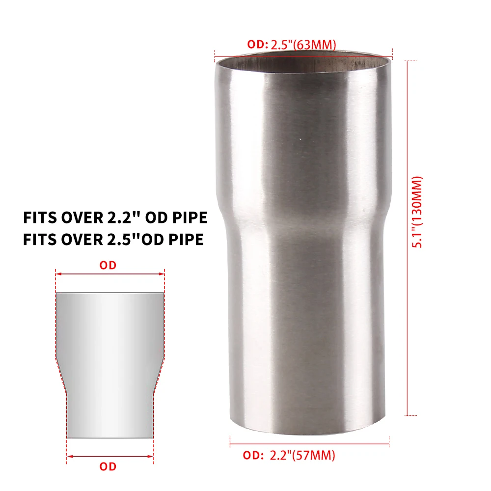 

Универсальный соединительный патрубок из нержавеющей стали для выхлопной системы автомобиля, 51 мм, 63 мм, 57 мм, 76 мм, переходник для впускной трубы