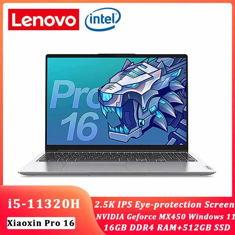 

Lenovo Xiaoxin Pro 16 laptop i5-11320H 16GB RAM 512GB SSD 16inch Win11 Geforce MX450 2.5K IPS screen Notebook computer Ultrabook