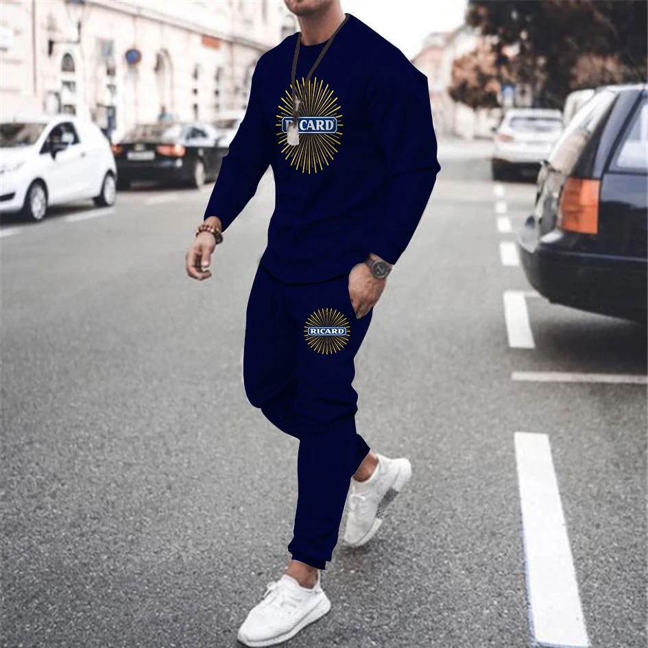 2023 New Autumn Man Long Sleeved Trousers Set 3D Printed Letter Pattern Streetwear Tracksuit Casual Simple High Quality Suit