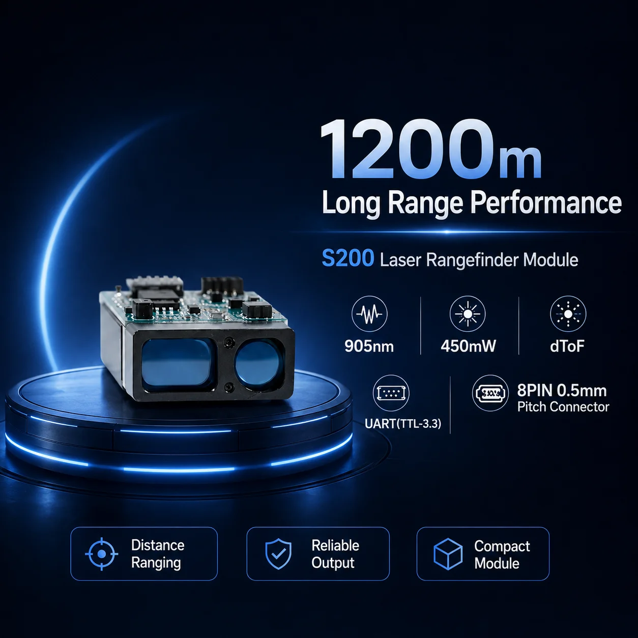 Фото Модуль оптического лидарного датчика XD-S200S 1200 м для мониторинга дорожного движения в умных городах и обеспечения безопасности инфраструктуры, 905 нм №4