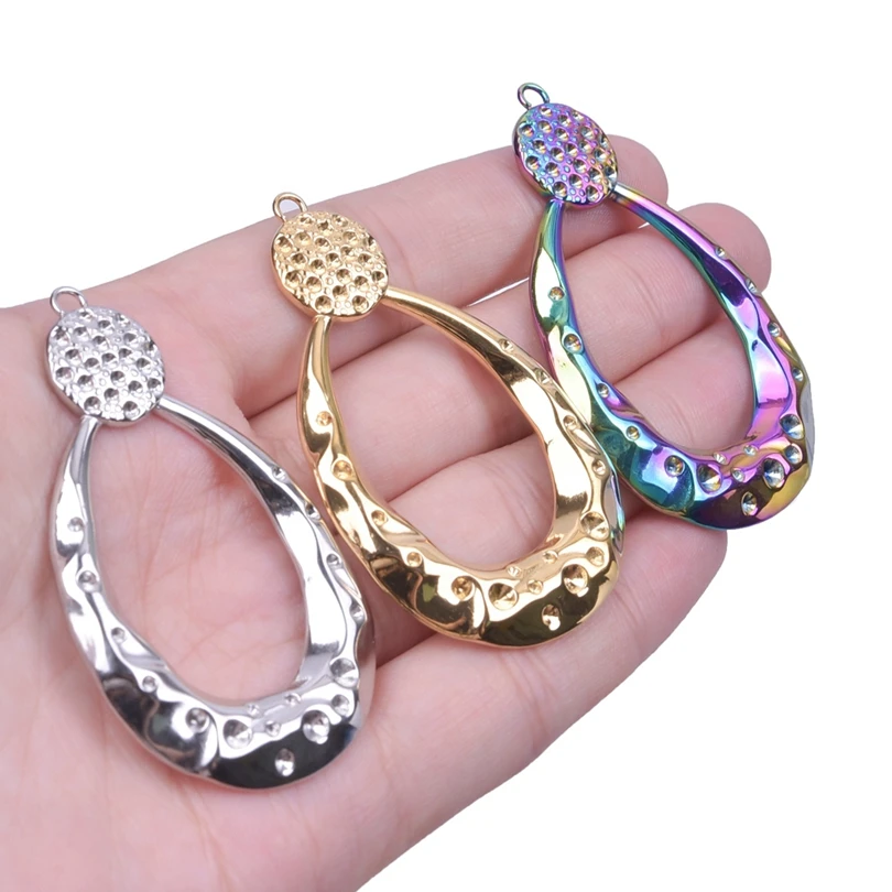 

2/3pcs Fashion Vintage Hollow Water Drop Charms Stainless Steel Geometric Pendant For Jewelry Making DIY Handmade Craft Finding