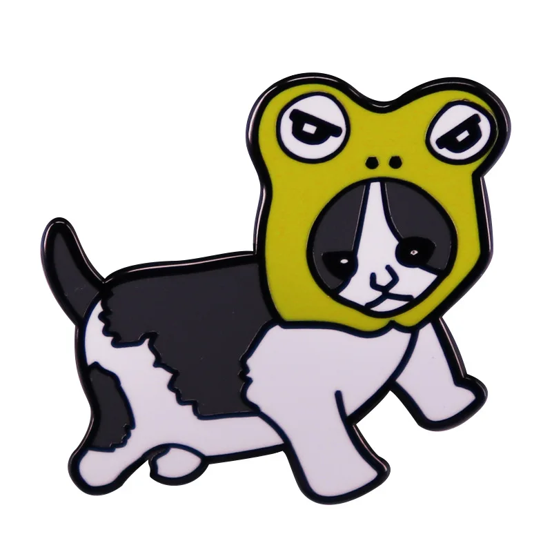 C2992 Puppy with frog hat Lapel Pins for Backpacks Enamel Pin Women's Brooch Manga Badges Jewelry Accessories Gift for Fans