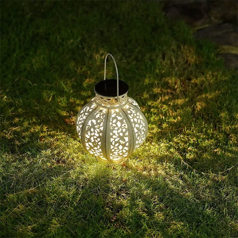 

Solar Lanterns Hanging Light Hollow LED Iron Art Solar Lamp Metal Hanging Solar Garden Lights Outdoor Garden Decor