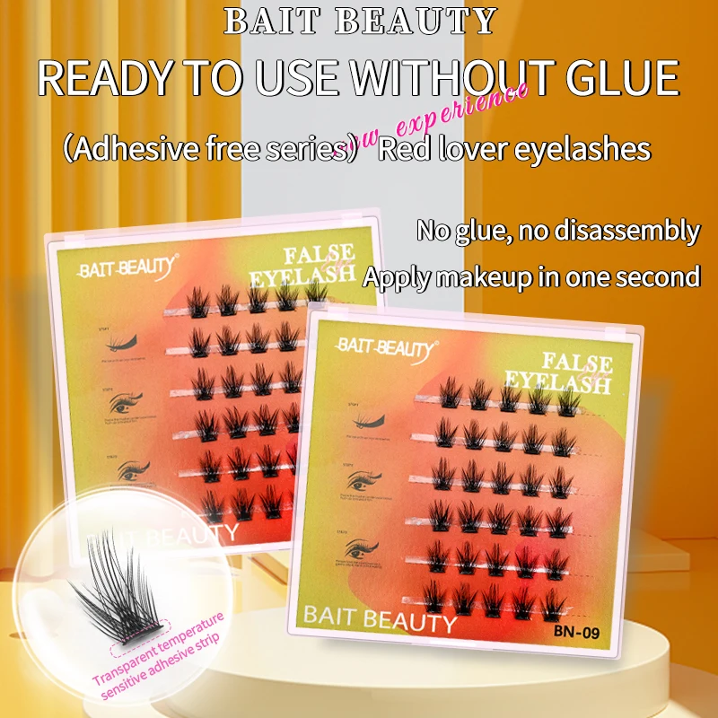 Без клея 6 рядов однорядный красный лотос человеческие накладные ресницы чистое