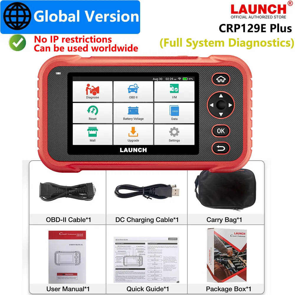 

LAUNCH X431 CRP129i CRP129E PLUS Полная система диагностических инструментов Сканер OBD2 12, функции сброса Масло TPMS Пожизненное бесплатное обновление