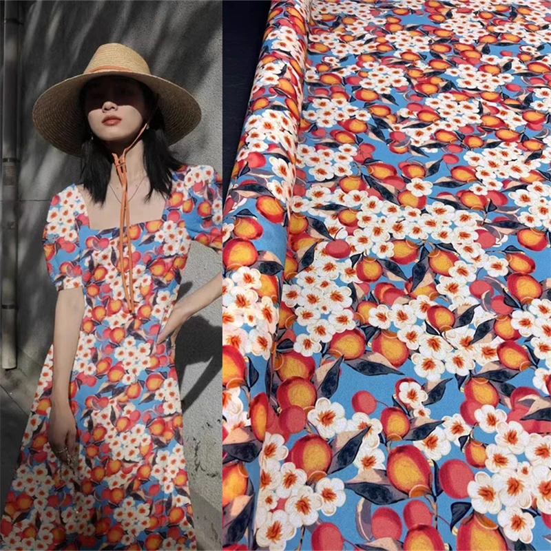 100% шелк Jianhong креп ткань T Home Новый деликатный гибкий сливовый Синий принт платье одежда Высокое качество Чистая шелковая ткань