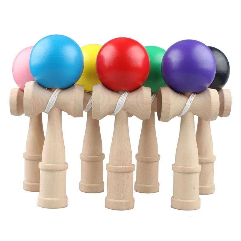 

77HD Kendama Toy Solid Wood Kendama Ball Indoor Sport Toddler Educational Toy