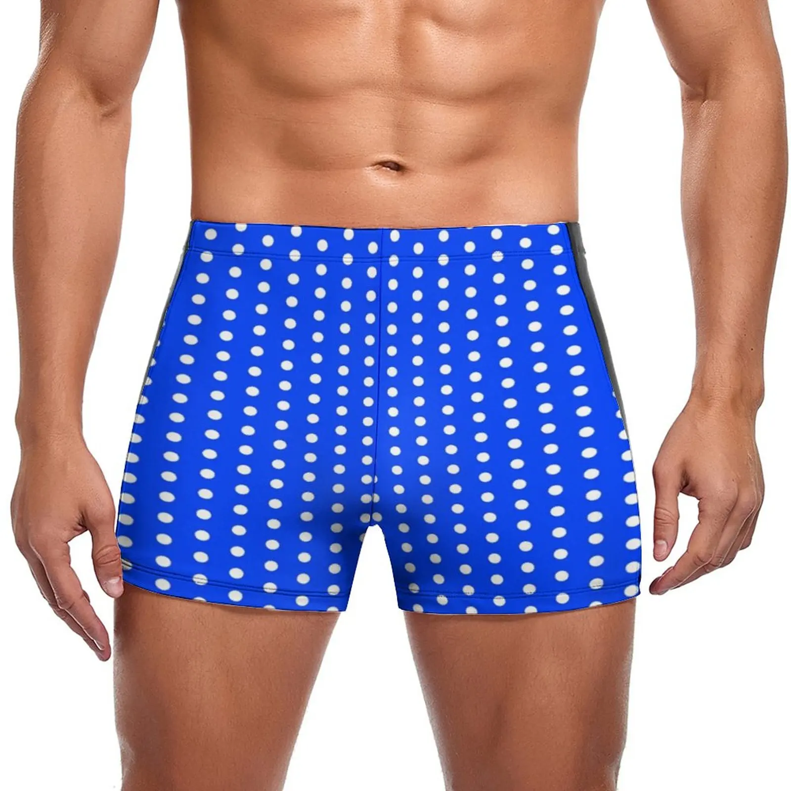 

Blue White Polka Dot Swimming Trunks Vintage Pattern Fashion Stay-in-Shape Swim Boxers Pool Push Up Men Swimsuit