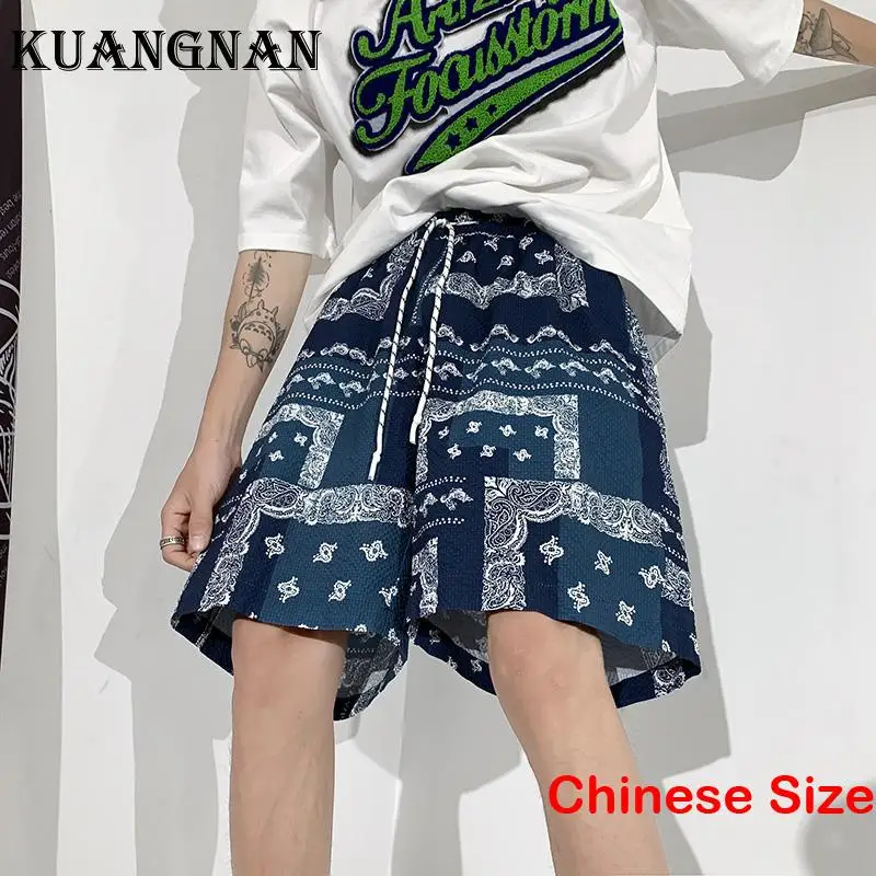 

Мужские шорты с принтом KUANGNAN, мужская спортивная одежда, мужская спортивная короткая Корейская уличная одежда, мужские бриджи 3XL, лето 2023
