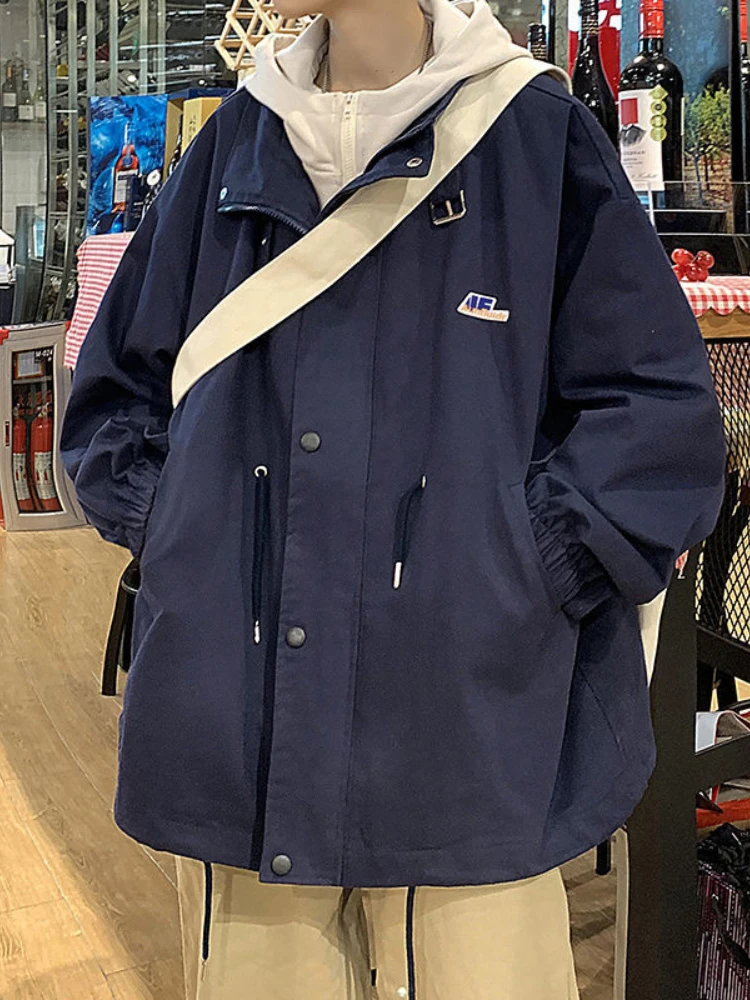 

Japanese Cargo Jacket Men Hooded fake 2 pcs Oversized Men Women Couples Overall Windbreaker Coat Outerwear Streetwear Top Casual