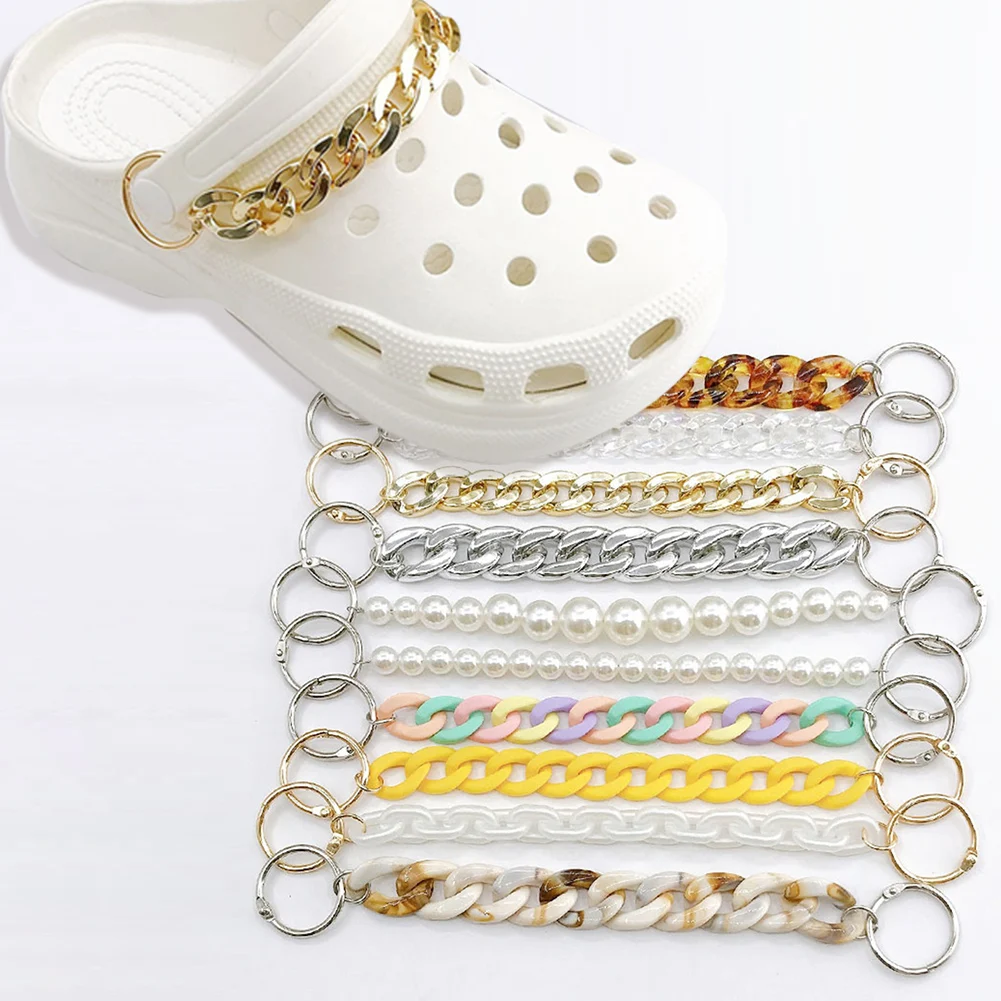 

1Pc New Designer Shoe Charms Chain Fashion Gift Pearl Pendant Metal Buckle Hip Hop Shoe Decoration Accessories for Women Men
