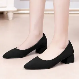 

Женские туфли на толстом каблуке, универсальные туфли с острым носком, большие размеры 41-43, весна-осень 2022