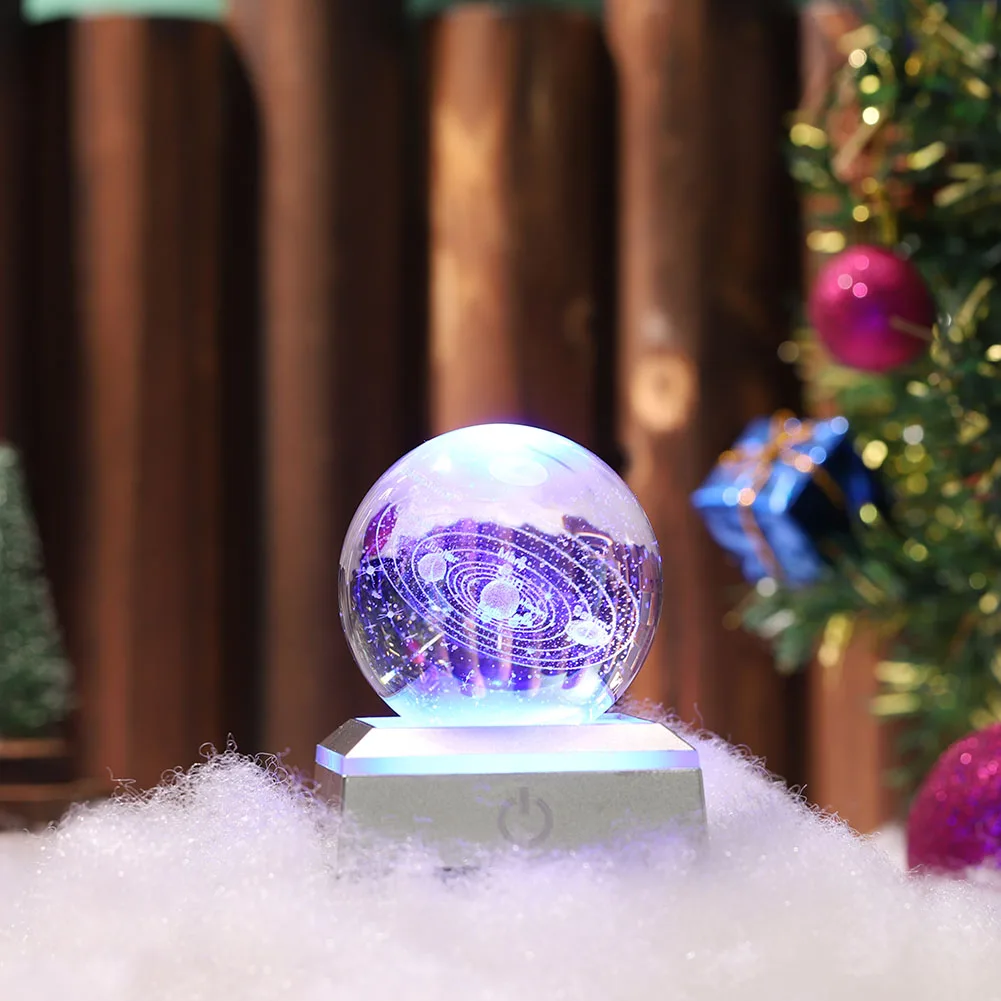 

New K9 Crystal Solar System Planet Globe 3D Laser Engraved Sun System Ball with Touch Switch LED Light Base Astronomy Gift Decor