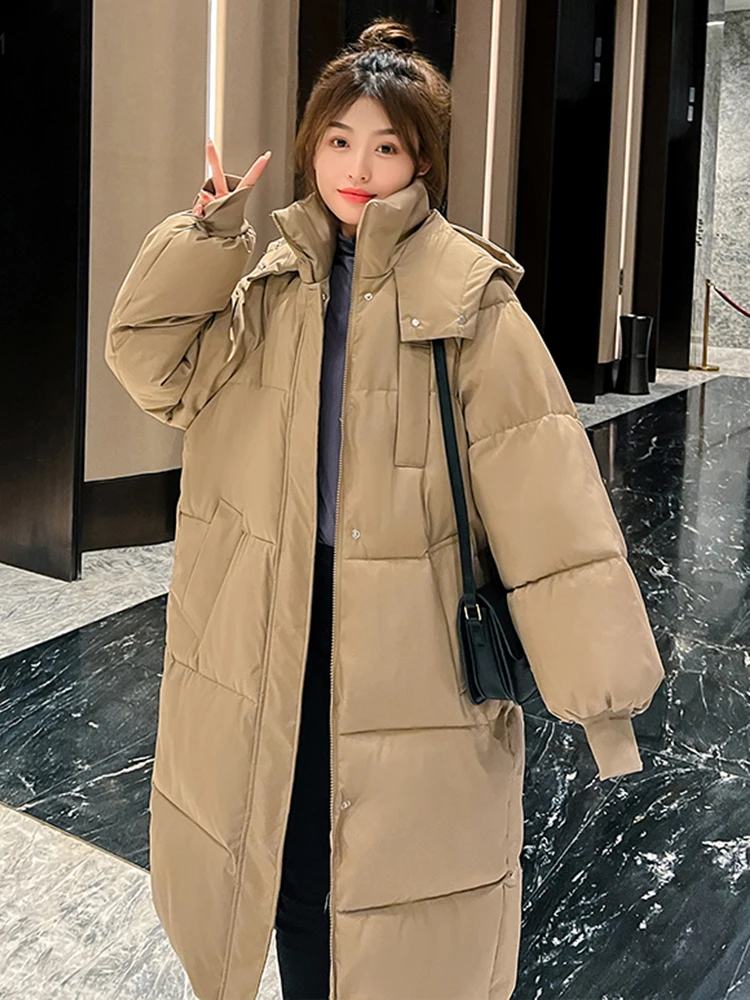 -30 degrees Winter Women Hooded Parkas X-long Jackets Casual Thick Warm Windproof Coat Female Outwear Long Streetwear Size 3XL enlarge