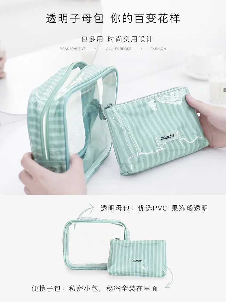

High Capacity Transparent Women Makeup Bag Outdoor Waterproof Storage Bag Travel Rangement Vetement Bathroom Supplies MM60SNB
