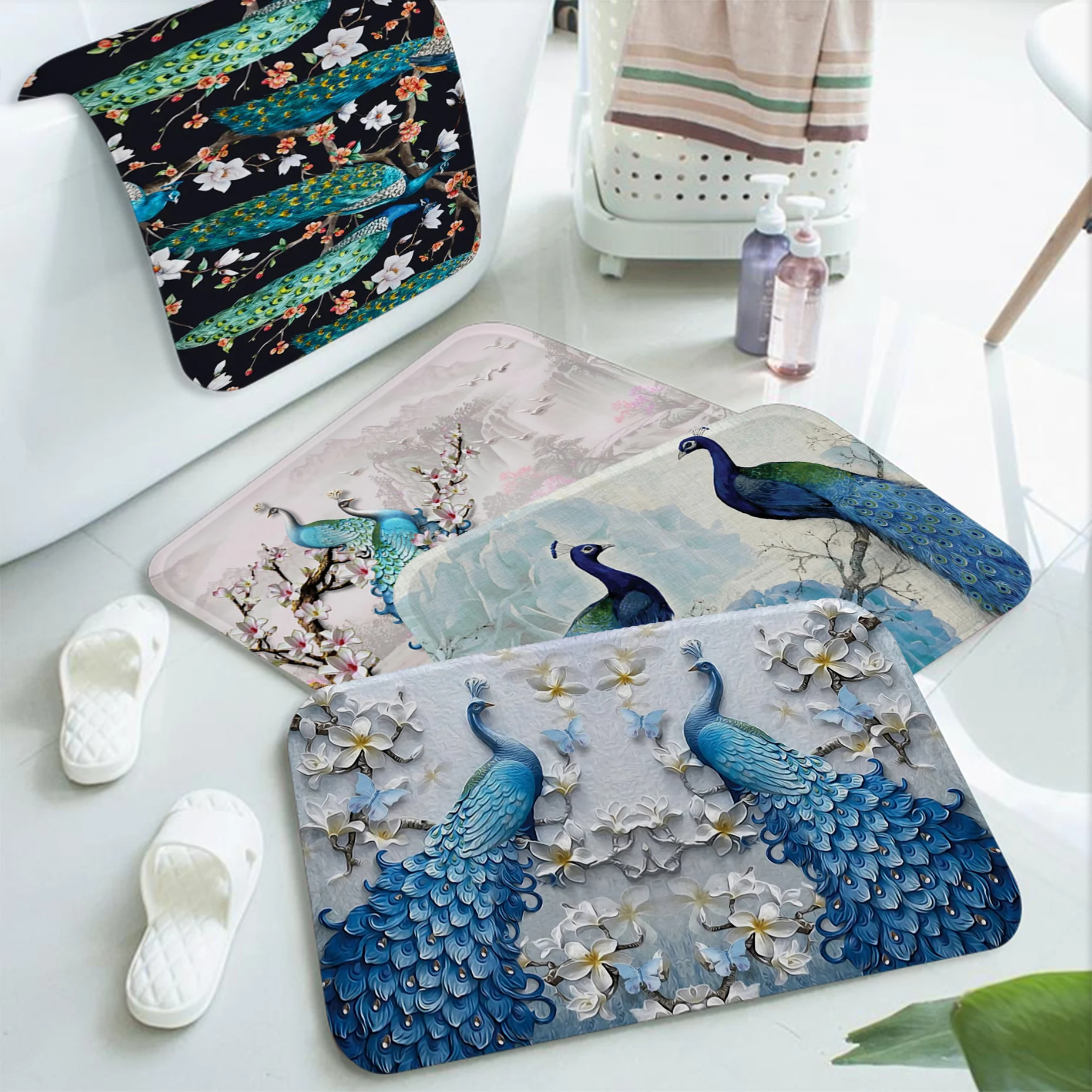 

Peacock Canary Kitchen Mat Nordic Style Home Doormat Bathroom-Toilet Mats Bedroom Doormat Area Rug