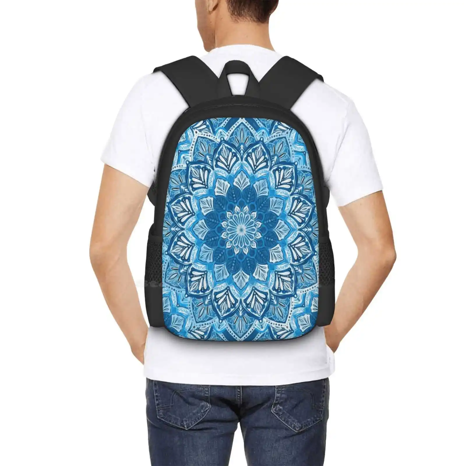 Boho Mandala в монохромном сине-белом цвете лидер продаж школьный рюкзак модные сумки
