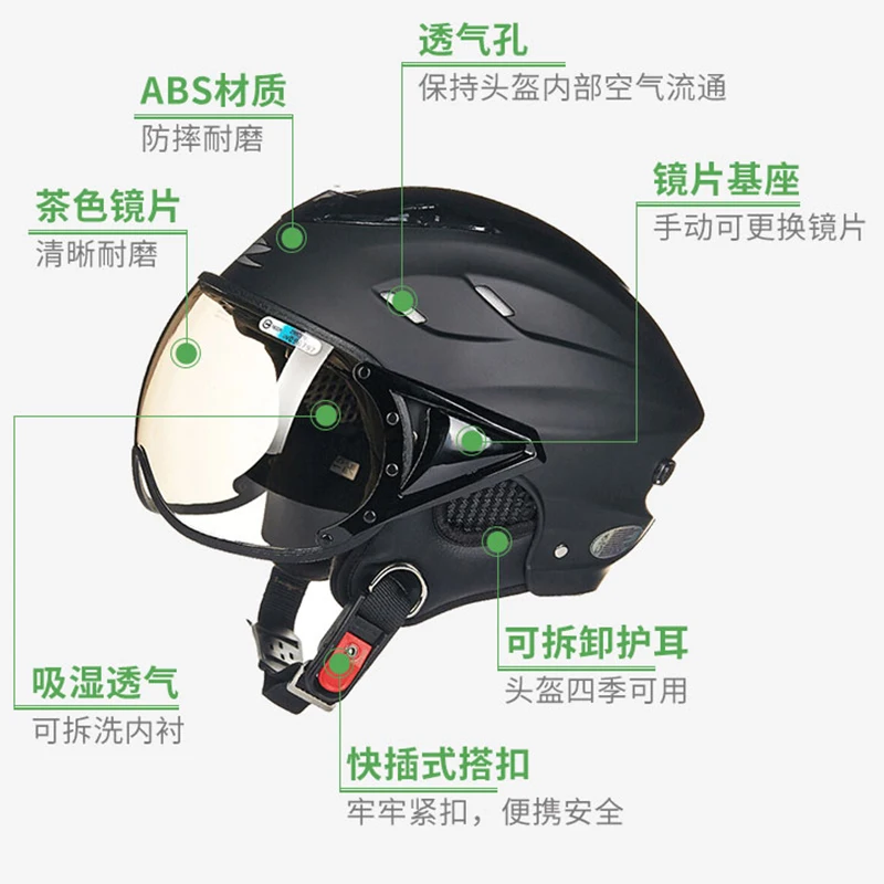 Motorcycle Helmet Men Woman Electric Riding Vehicle Helmet Universal All Seasons Personality Retro Safety Half Helmet enlarge