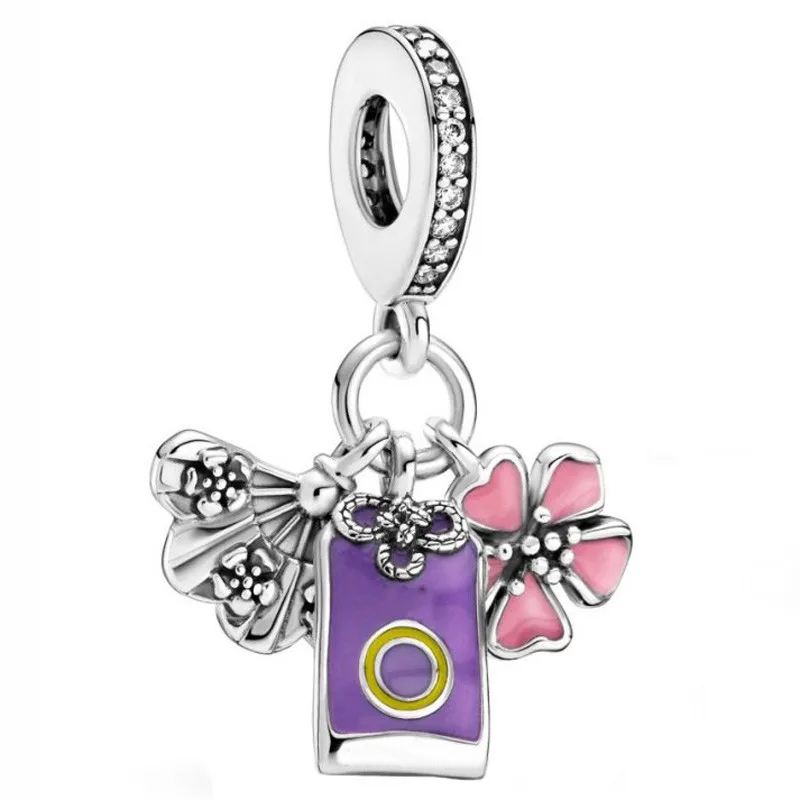 

Authentic 925 Sterling Silver Moments Sakura, Omamori & Fan Dangle Charm Bead Fit Pan Bracelet & Necklace DIY Jewelry