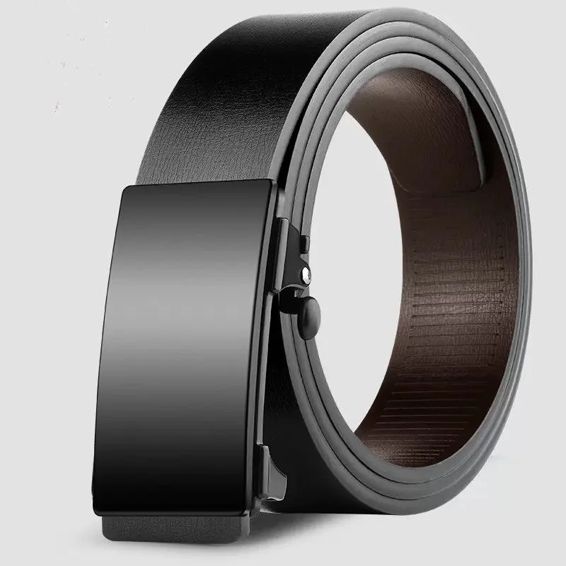 

Casual Men's Belt Second Cow Leather Belts Strap Male Metal Smooth Belt